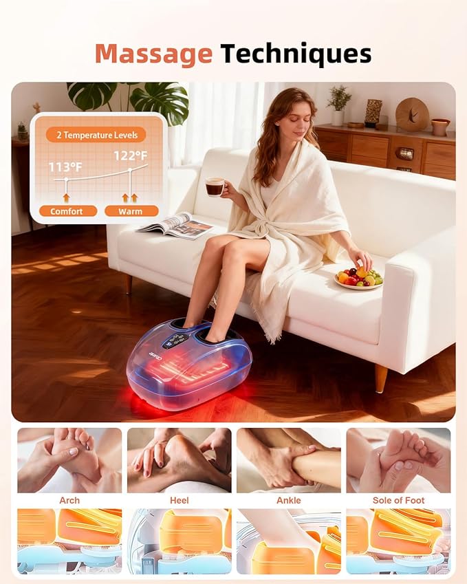 Foot Massager with Heat Shiatsu Deep Kneading Foot Massager Plantar Fasciitis Massager and Heat for Plantar Fasciitis Neuropathy Suitable for Women Men Fits Up to 13 (Light BlueCorded)