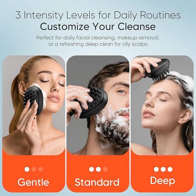 EKZ Sonic Vibrating Scalp Massager Shampoo Brush: Electric Silicone Hair Scrubber for Deep Scalp Clean Dandruff Removal Exfoliation Stress Relief &amp Hair Growth –Suitable for Women Men Kids &a