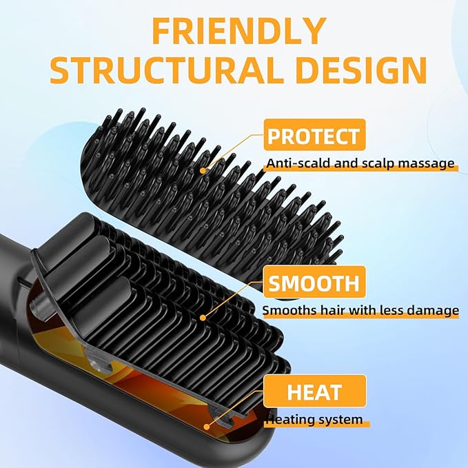 Cordless Straightener Brush Pro - 45W Fast Charge Portable Frizz-Free Styling for TravelEffortless Beach WavesFrizz-Free Shine &amp Salon Texture Ideal for All Hair Types