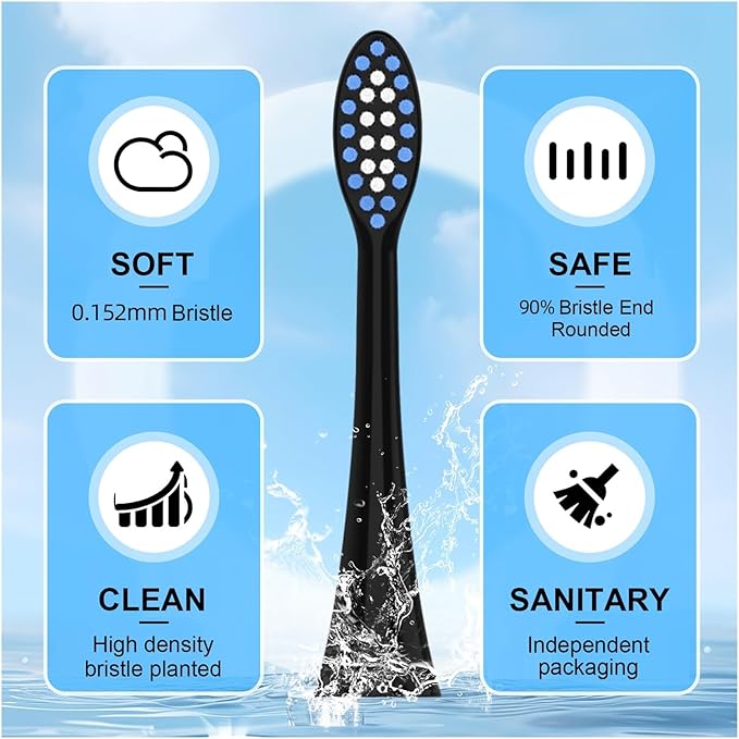 Compatible for Spotlight Oral Care Electric Toothbrush Replacement Brush Headsfor Sonic Toothbrus(Black)