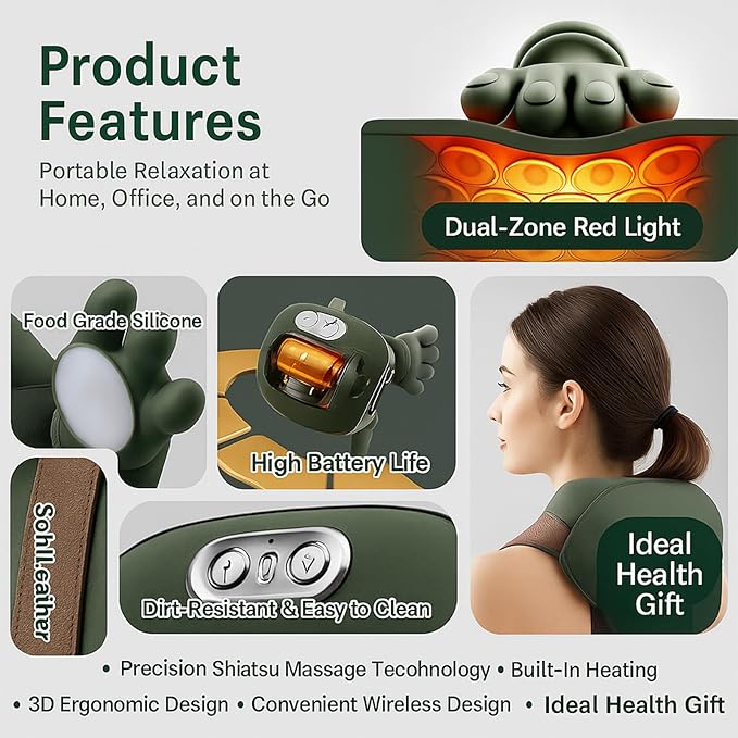 N7 Master Hand Shoulder and Neck Massager Cervical MassagerSiasoo Neck Massager Shoulder Pro3D Ergonomic Design for Relief &amp Relaxation Cordless Back Massager for Home Office (1pcs)