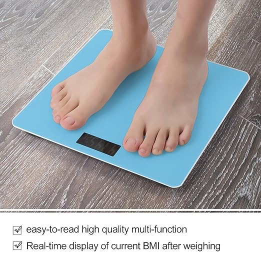 Men's Smart Scale for Body Weight Digital Bathroom Weighing Scale Automatic Switch Energy Saving Scale Light Blue