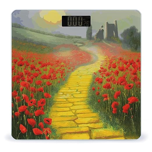 Digital Bathroom Scale for Body Weight Scale with Bright LCD Display High Accuracy Step-On Technology Auto On/Off Poppies Field Yellow Brick Road Digital Scales 400 Lbs /180kg