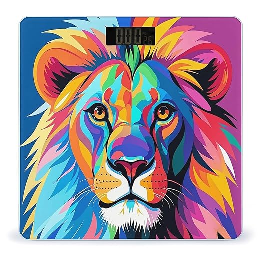 Colorful Lion Scale for Body Weight Digital Bathroom Scale Toughened Glass High Precision Scales for Body Weight with Large LCD Backlight Display Weight Scales