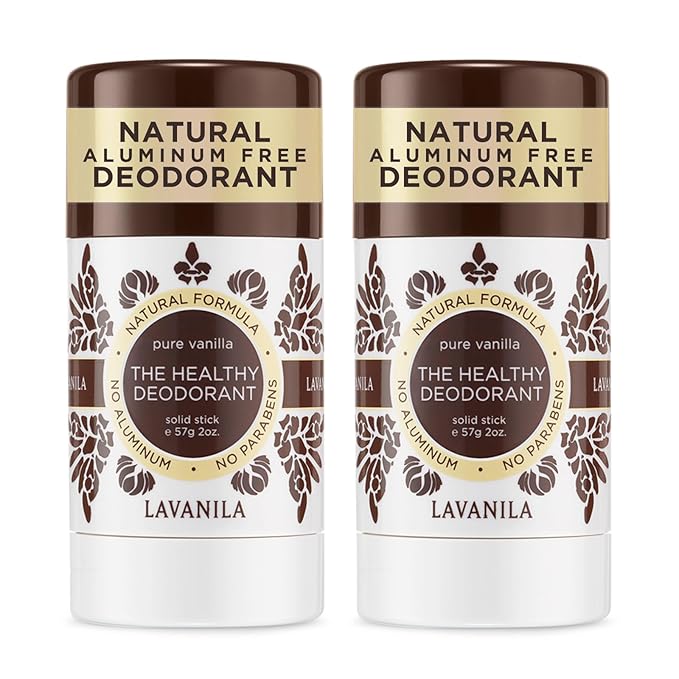 Lavanila Pure Vanilla Deodorant for Women 2-Pack (2 Oz Each) - Natural Aluminum Free Solid Stick Deodorant Made In USA Vegan