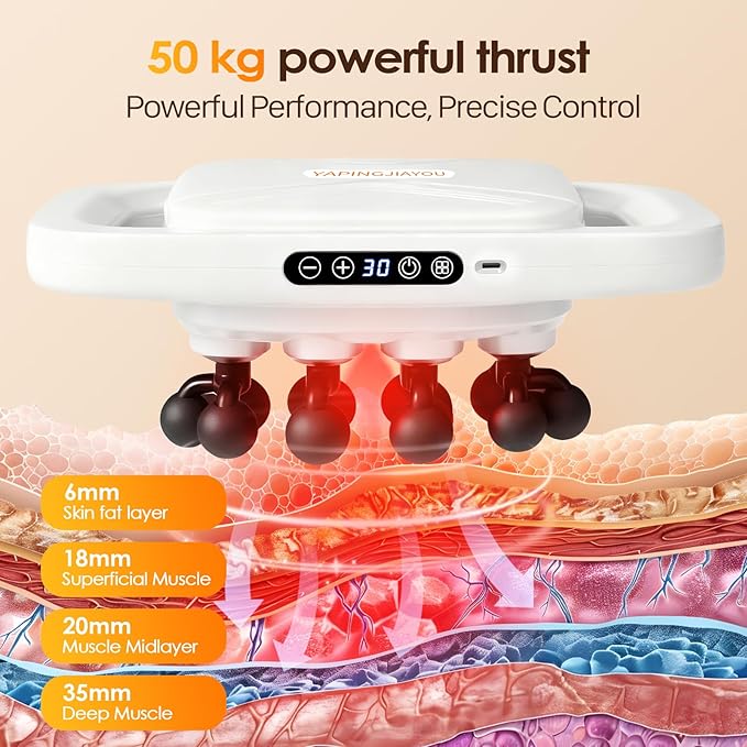 20-Head Massage Gun Set Deep Tissue Percussion Massager with 3 Modes &amp 30 Intensities Muscle Massager Pain Relief Portable Massage Gun for Back/Shoulders/Legs/Waists (White20-Head)