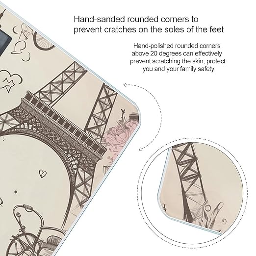The Eiffel Tower and A Bicycle Scale for Body Weight Highly Accurate Digital Bathroom Scale Sturdy Tempered Glass Weighing Scales with LCD Display Fashion Body Fat Smart Scales 400lb