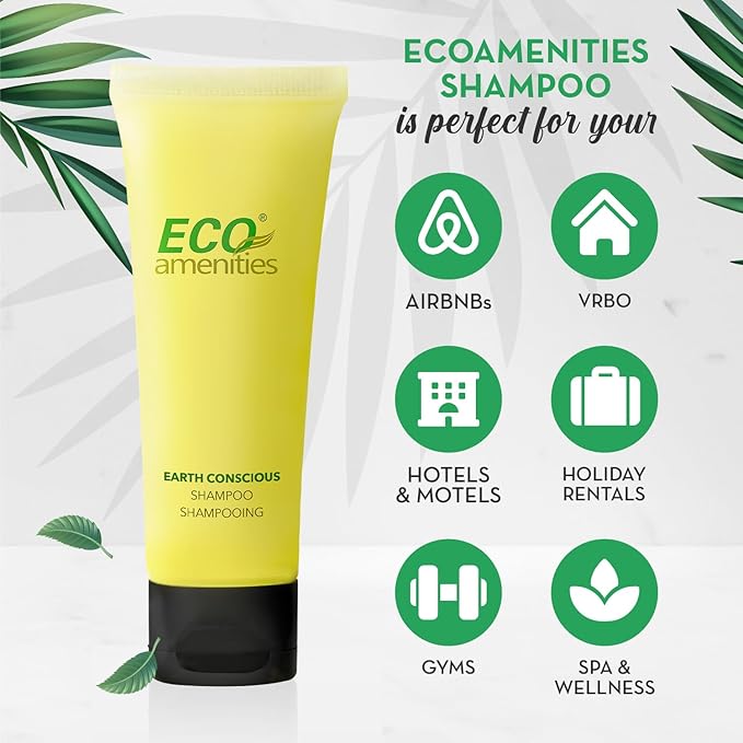 ECO amenities Travel Shampoo Tubes - Hotel Shampoo Supply - TSA-Approved Travel Essentials - 1 fl oz Pack of 200 Clear Flip-Cap Tubes Green Fragrance