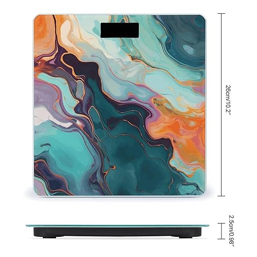 Colourful Marble Digital Bathroom Scale for Body Weight with High Precision Digital Weighing Scale with BMI Clear LCD Display and Step-On Measures Weight Up to 180kg
