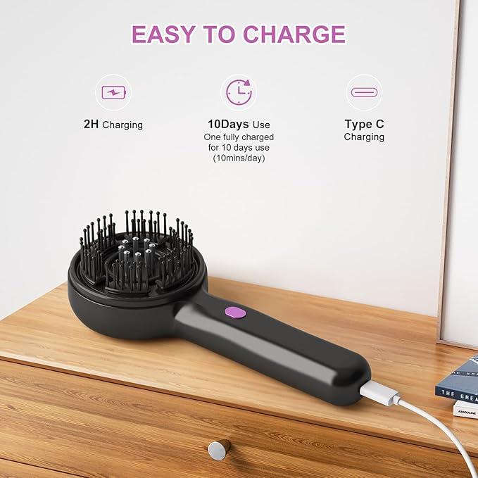 Yi Dong Electric Scalp Massage Comb with 4500mm² 66 Nodes 3 Modes Built-in 3ml Essential Oil Reservoir Type-C Rechargeable - Long-Lasting Hair Care Gift