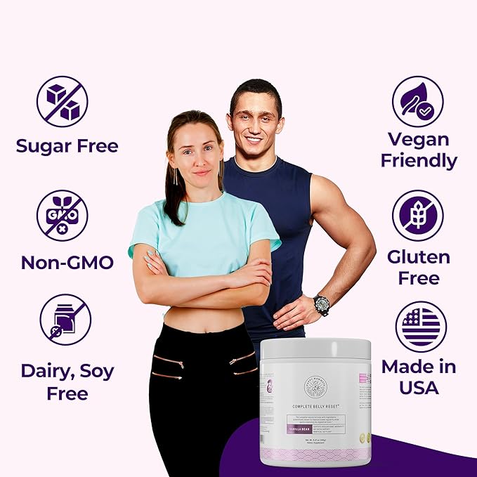 Happy Mammoth Complete Belly Reset Digestive Health Supplement Powder for Men &amp Women Supports Gut Health Reduces Bloating &amp Gas Promotes Bowel Regularity 24 Servings Vanilla Flavor