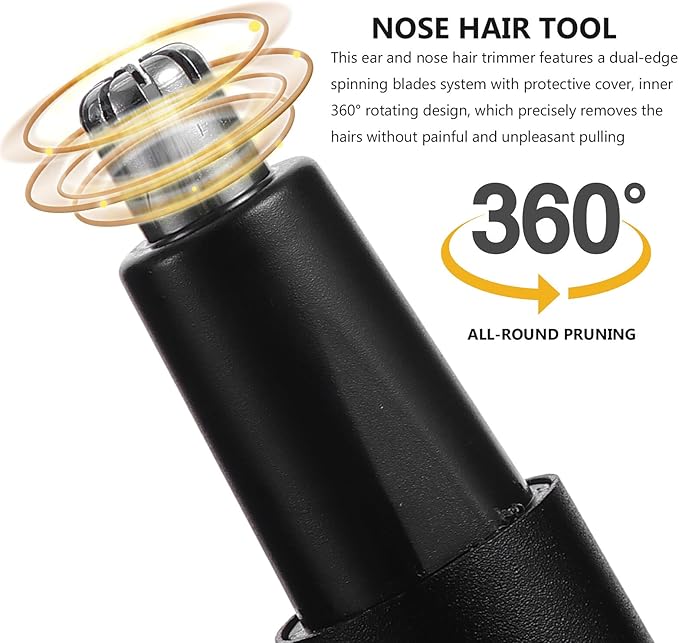 Rechargeable Metal Nose Hair Trimmer Portable Painless Ear and Nostril Hair Remover with Dual Removable Heads Lightweight for Travel and Easy Cleaning Maintenance