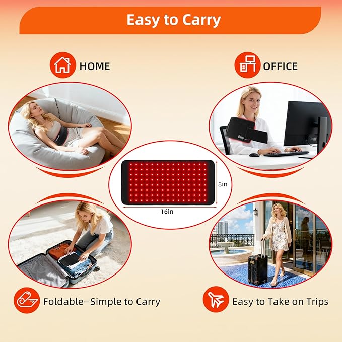 Red Light Therapy Pad for Body Infrared Light Therapy Belt 16 3 in 1 LED Bead Red Light Therapy 660nm 850nm Infrared Redlight Therapy Pad for Back Shoulders Waist Stomach Knees and Muscles