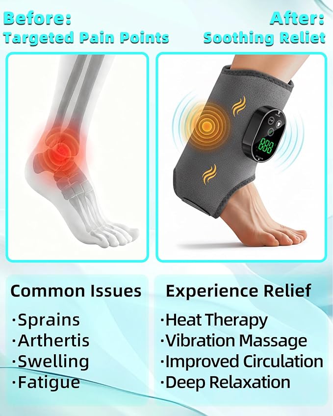 2in1 Ankle and Foot Massager with Heat and VibrationFoot Renew. Cordless Ankle Massager for Blood Circulation and Pain Relief Suitable for Neuropathy Gifts for Mom Dad Men Women（2Pcs）