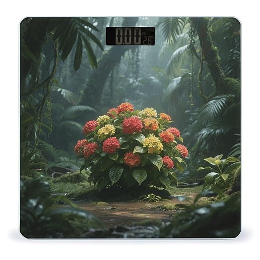 Rainforest Hydrangea Weight Scale Large Digital Bathroom Scales with Bright LED Display Non Slip Digital Scale and Step On Fashion Weighing Machine for Body