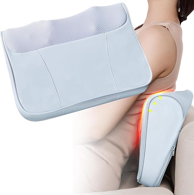 AISZG Neck MassagerBack Massager with HeatShoulder Deep Tissue Massager3D Deep Kneading Massage PillowGifts for Her/Boyfriend/Him/Women/Men