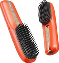 Cordless Hair Straightener Brush DOCOCO Straightening Brush with Adjustable Temperature Heat Brush Hair Straightener for Smooth Anti Frizz Hair Thick Curly Hair Brush Straightener for Women