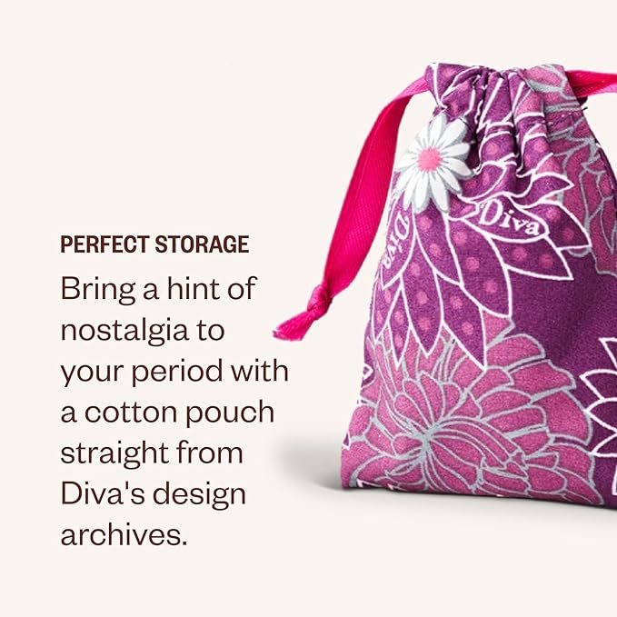 DIVA Cup Model 1 &amp Pouch - Medical Grade Silicone Cup for Period Care - Reusable Menstrual Cup - Up to 12 Hours of Wear - Model 1 (for Medium to Heavy Flow) Plus Retro DivaPouch