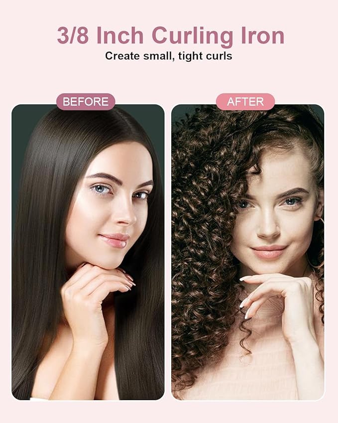 3/8 Inch Curling Iron and 360° LED Light Cordless Electric Nail File Set