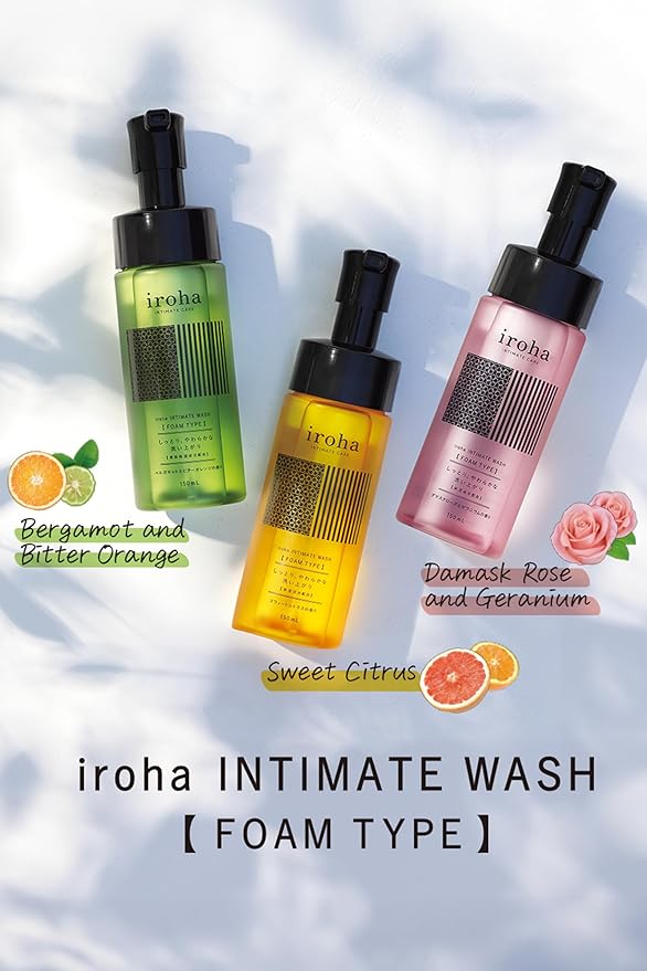 iroha Intimate Care-PH Balanced Daily Feminine Wash-Plant Based Vulva Hygiene-Moisturizing Natural Essential Oils- Set of Two Scents【Bergamot &amp Bitter Orange and Sweet Citrus】