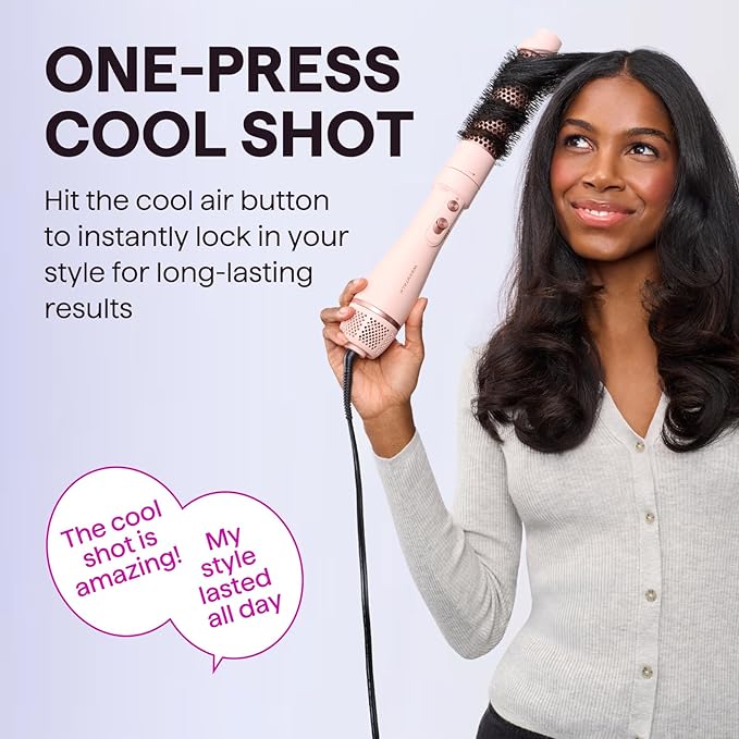 Blow Dryer Brush Set Wavytalk Air Sculpt 5-in-1 Hot Air Brush Set Multi Hair Styler for Salon Blowouts Smooth Curls Volumizing and Straightening Sleek and Less Frizz Pink