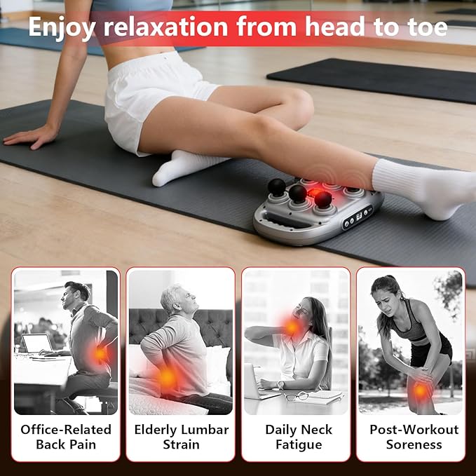 6 Head Massage Gun for Deep Tissue - 9Levels &amp 9Modes Electric Massagers.This Powerful Massage Tools Provide Effective Pain Relief to the BackLegsWaist.It's an Ideal Gift for Family and Friends.