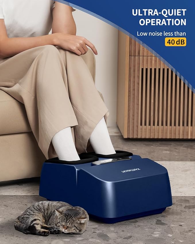 MOUNTRAX Foot Massager Machine with Heat Foot Massager for Plantar Fasciitis Neuropathy Pain Shiatsu Foot Massager with Remote Fits Feet Up to Men Size 12 (Blue)
