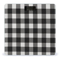 Black and White Plaid Scale for Body Weight Anti-Slip Tempered Glass Digital Bathroom Scales Clear LCD Display Weighing Scale Safe Rounded Corners Smart Scales