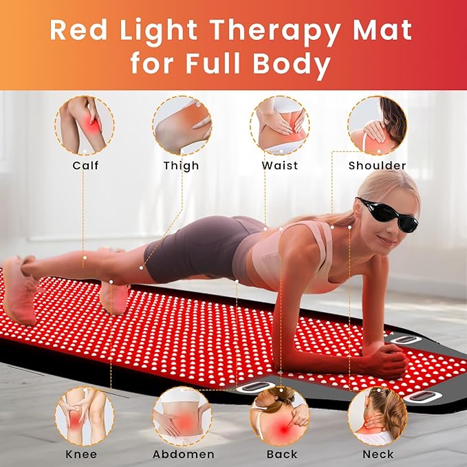 74 * 33.5in (Extra 20% Larger) Red Light Therapy Mat for Full Body - Oiameen Red Light Therapy Pad Blanket with 1443pcs LED Beads (660nm &amp 850nm) for Pain Relief Improve Sleep for Home Travel