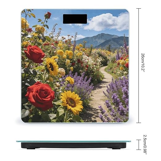 Flower Radial Mountain Smart Scale for Body Weight Digital Bathroom Scale Toughened Glass Weight Scale with Large LCD Backlight Display High Precision Scales Weighing Machine