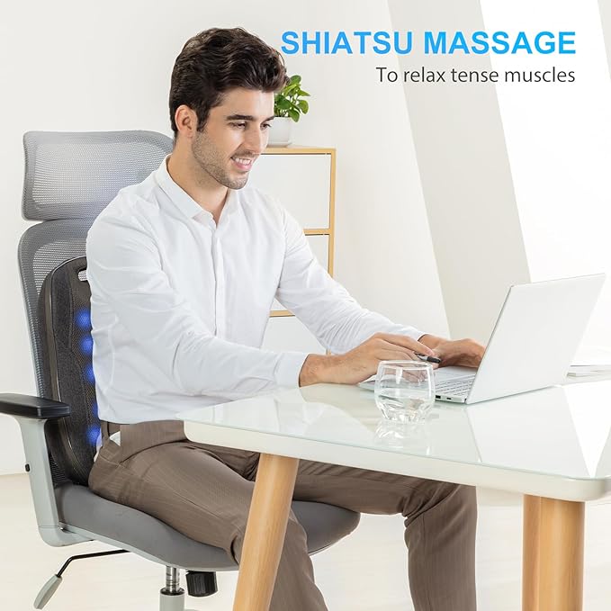 CooCoCo HSA Store Eligible Shiatsu Back Massager with Heat Portable Massage Chair Pad Kneading Massage Mat for Pain Relief Chair Massager for Office Home