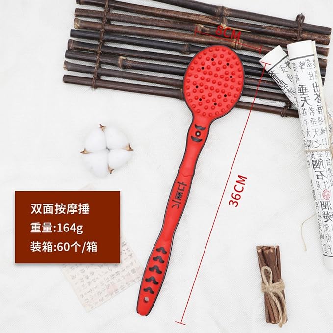 新款双面敲打经络拍养生拍打按摩棒 Leg Arms Back Calves Roller Massage Roller Stick 实木肩颈背部按摩捶 Manual Body Massage Hammer 礼品 HomeOffice Body Electric Massagers