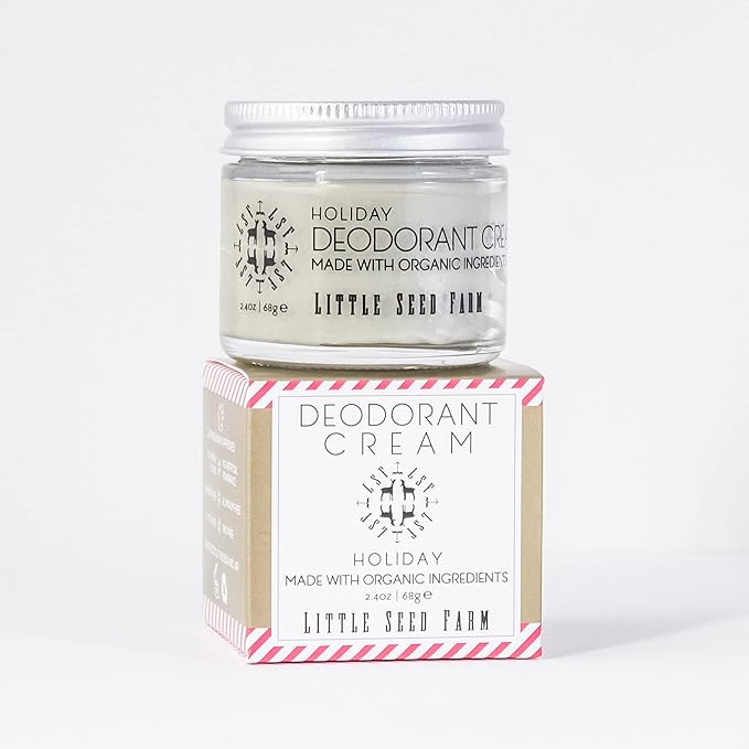 Little Seed Farm All Natural Deodorant Cream Aluminum Free Deodorant for Women or Men 2.4 Ounce - Holiday + Bright Yellow Jar Sleeves
