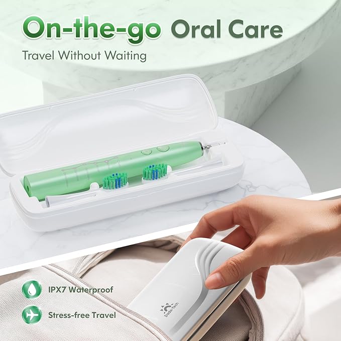 Electric Toothbrush for Adults Kids Electric Toothbrush Rechargeable Sonic Toothbrush Ultrasonic Toothbrush with Travel Case Holder &amp 7 Brush Heads 6 Modes &amp 3 Intensities 2-Minute Timer (G