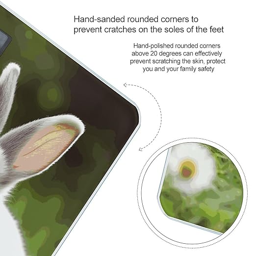 Two Little Cute Rabbits Scale with LCD Easy-to-Read Anti-Slip Weight Digital Bathroom Scale Precision Weighing Scales Sturdy Tempered Glass Body Weight Scales for Daily Use
