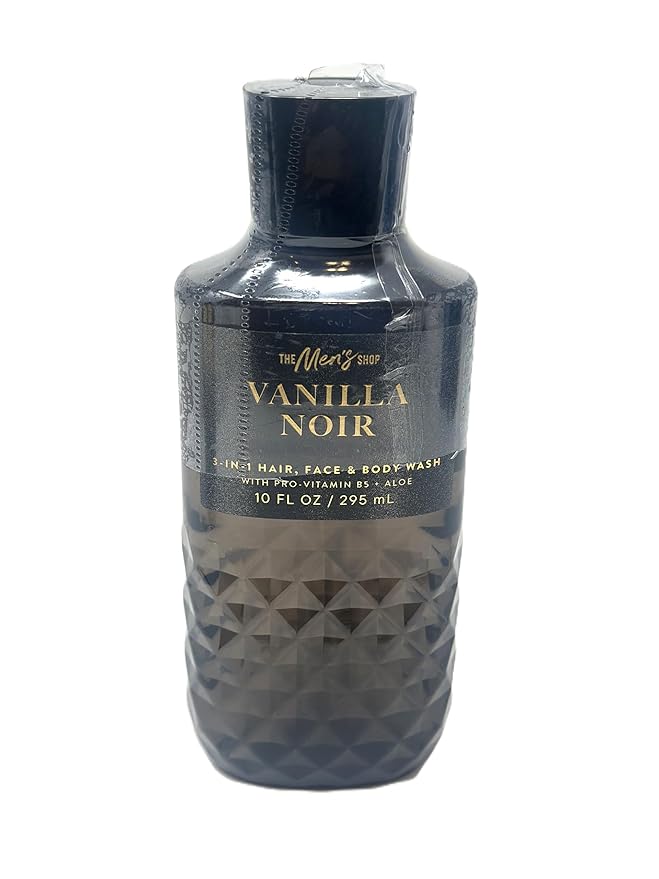 Bath and body VANILLA NOIR 3-in-1 Hair Face &amp Body Wash for mens Fragrance notes: rich vanilla bergamot spice and patchouli musk.