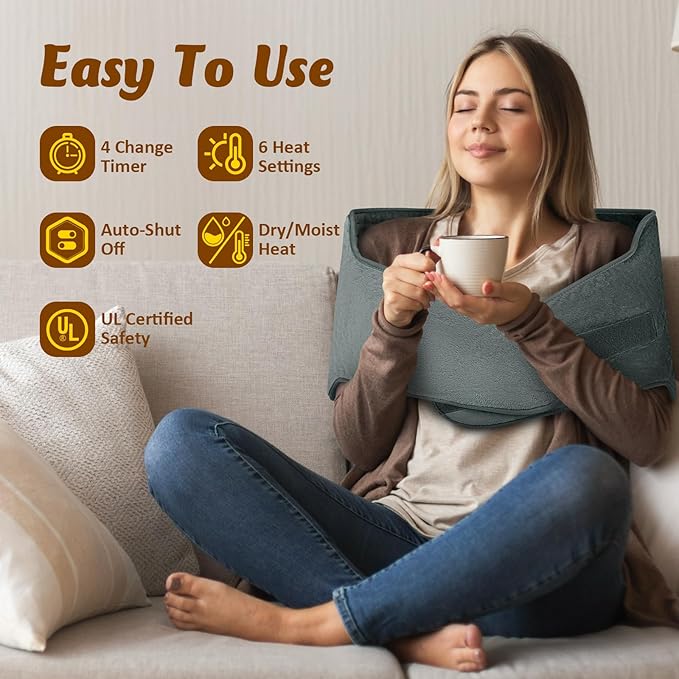 Heating Pad for Back Electric Heating Pad for Period Cramps Wrap Around Heated Pad for Waist Stomach Neck Shoulders with Belt Anniversary &amp Birthday Gifts for Women Men Mom Dad Wife Husband