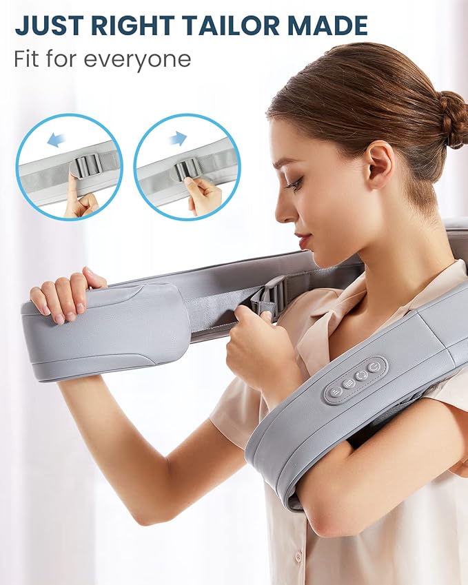 Nekteck Neck Massager for Pain Relief Shiatsu Back Massager with Adjustable Heat and Arm Straps Electric Deep Tissue 3D Kneading Massage Tools for Shoulder Muscle (NOT Cordless)