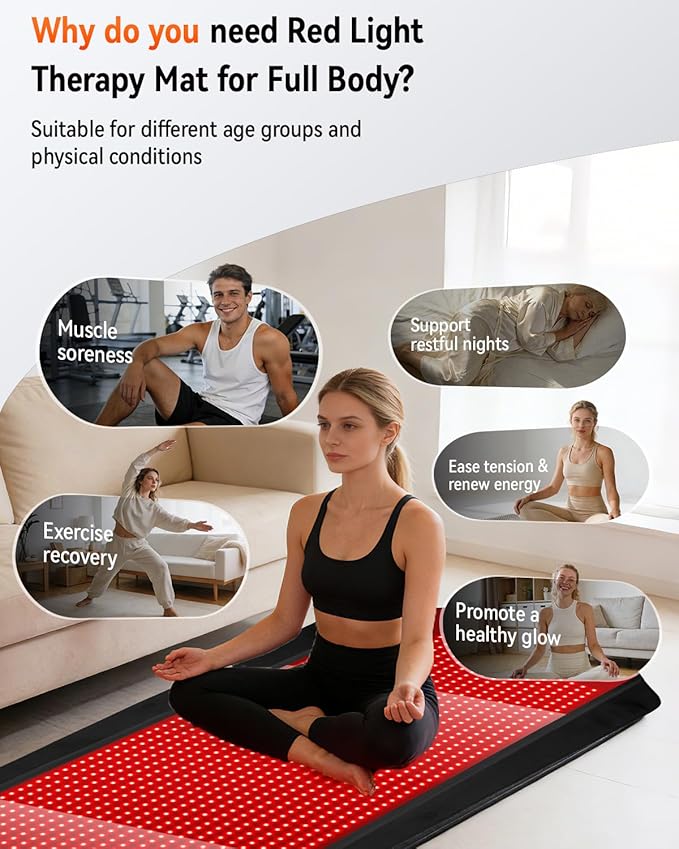 Red Light Therapy Mat for Full Body 75*35 Red Light Therapy Blanket with 2704 LEDs and Controller 660nm&amp850nm Near Infrared Light Therapy 3in1 LEDs Light Blanket for Back Waist Belly Joint Mu