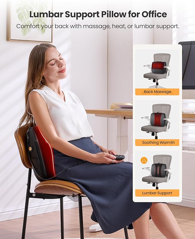 KNQZE Shiatsu Neck and Shoulder Massager with Heat 3-in-1 Shiatsu Back Massager with Heat &amp Lumbar Support
