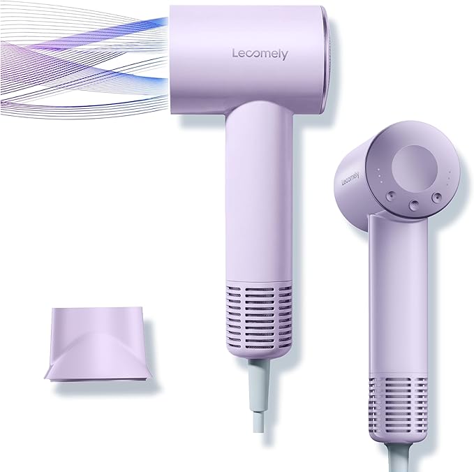 Dual Voltage Hair Dryer for Worldwide Travel High-Speed Blow Dryer for 5X Faster Drying 200M Negative Ions 0.69lb Portable Travel Hair Dryer for Salon Results at Home &amp Abroad S4AT (Purple)