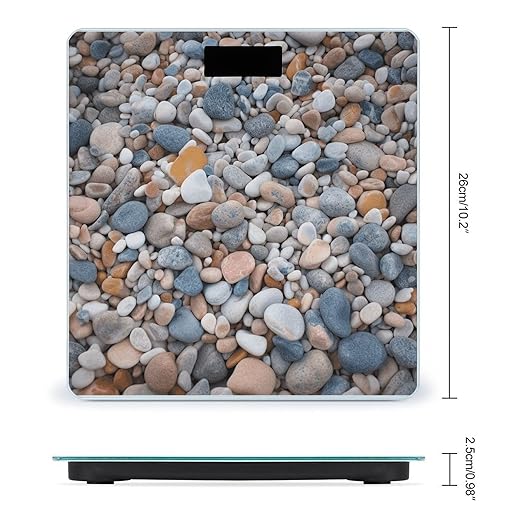 Beach Colored Pebbles Digital Bathroom Scale for Body Weight Weighing Scale with Backlit LCD Display High Precision Measurements &amp Measures Weight Up to 180kg