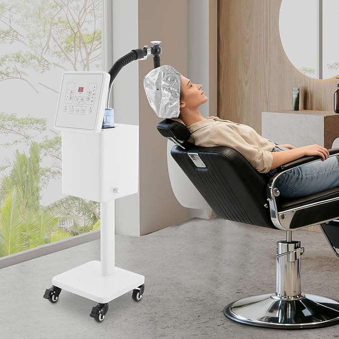 Nano Hair Steamer Professional Salon Nano Micro Mist Hair Steamer with Adjustable Telescopic Pipe &amp Foldable Control Interface Mobile Multifunctional Hair Care Equipment 4-Gear Adjustable