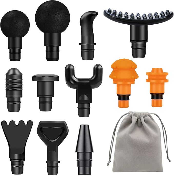 Massage Gun Attachments for Hypervolt Go 12PCS Replaceable Massager Heads to Meet Different Needs for Deep Tissue Percussion Relief Upgraded Massage Head Plug-n-Play Accessories Easy to Use