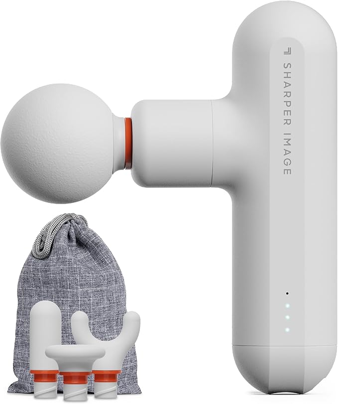 Sharper Image Powerboost Move Aero [New 2026 Version] Mini Deep Tissue Percussion Massage Gun| Muscle Recovery &amp Pain Relief Massage Tool| Full Body Back &amp Shoulder Massager| Travel Gift for M