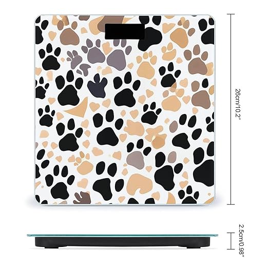 Cute Dog Paw Prints Scale for Body Weight Sturdy Tempered Glass Weighing Scales with LCD Display Accurate Digital Bathroom Scale Convenient Body Fat Smart Scales Easy Read