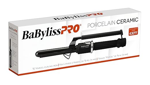BaBylissPRO Curling Iron Porcelain Ceramic Marcel Hair Curler for Smooth &amp Stylish Waves