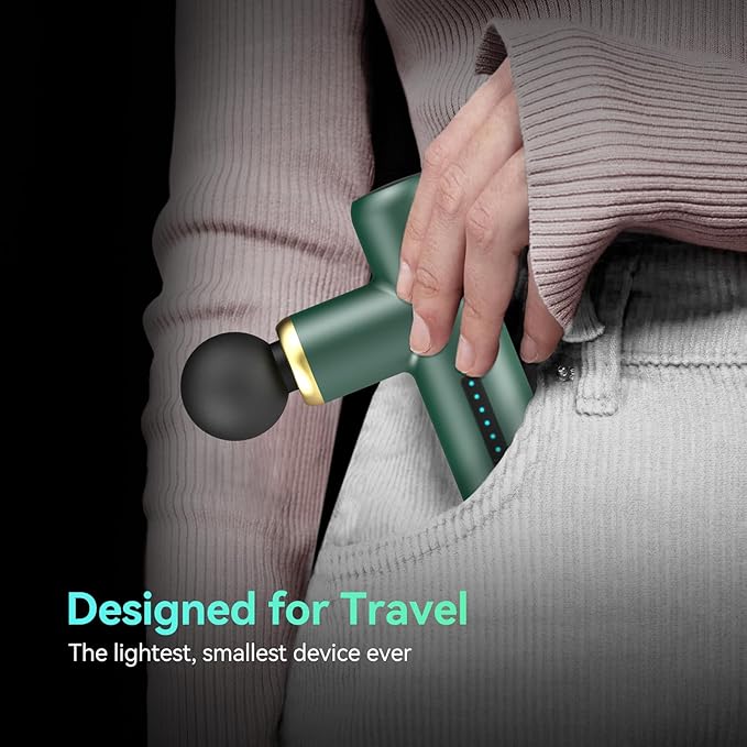 Mini Massage Gun Pocket-Sized Massage Gun Deep Tissue Quiet Portable Percussion Muscle Travel Massager GunBack/Neck Massager for Pain Relief Deep Tissue(Green)