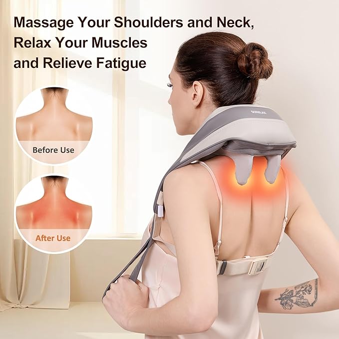 Neck Massager for Pain Relief Deep Tissue Shiatsu Neck and Back Massager With Heat Electric Massage Pillow for Shoulder Leg Body Muscle Pain Relief Gifts For Women Men Mom Dad (Black【with bag】)