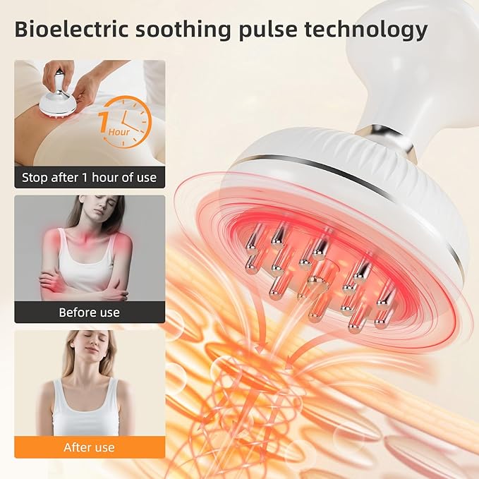 Lymph Drain Massager (Electric) – Fights Cellulite Sculpts Body! Has Heat Vibe Light &amp Microcurrent Works on Legs arms Belly Reduces Stretch Marks!(Silver)